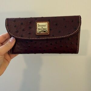 Dooney & Bourke Deep Burgundy Ostrich-Embossed Wallet